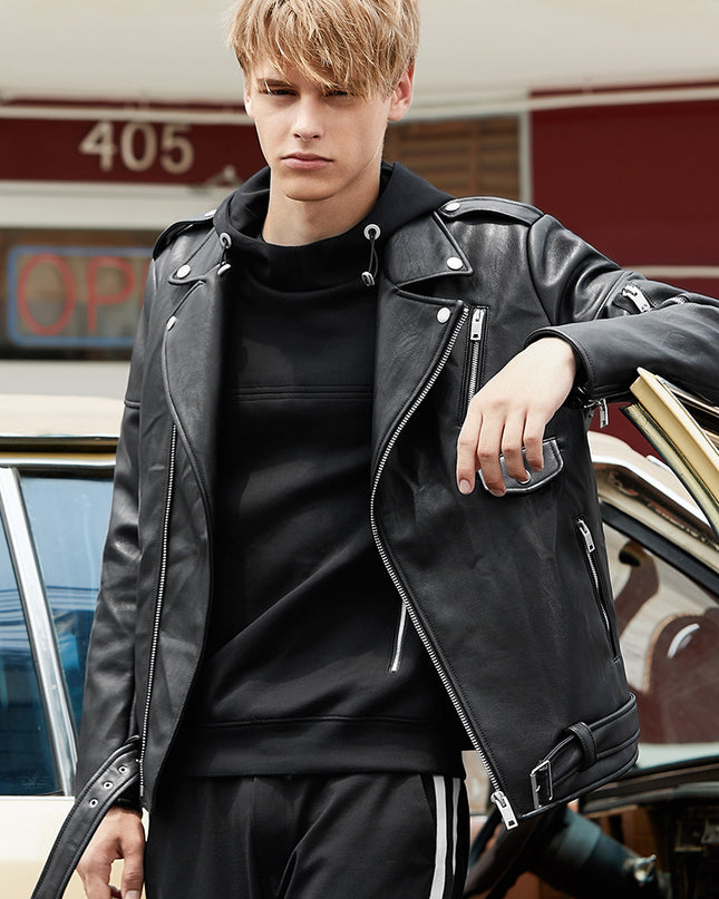 Spring And Autumn New Fleece And Thick Leather Jacket Fashion Brand