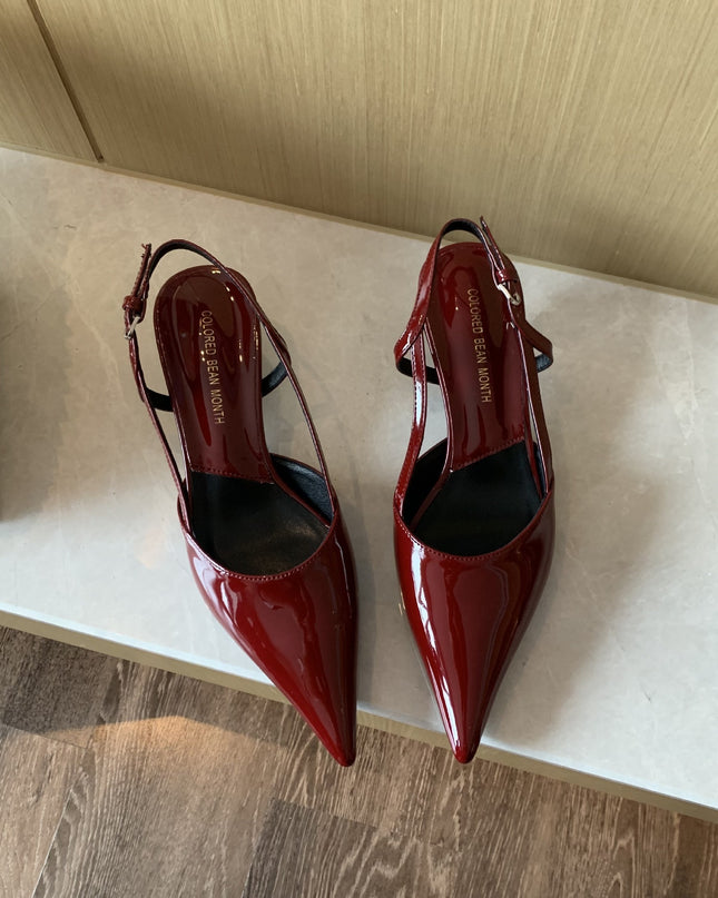 Closed Toe Sandals Women's Stiletto Heel Pointed Toe Low-cut Shoes