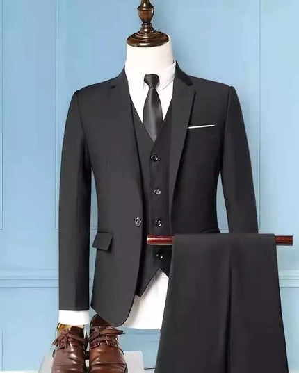 Suit Set Three-piece Set Men's Korean Style Slim Fit Business