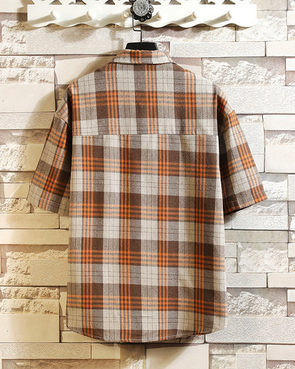 Men's Plus Size Casual Short-sleeved Plaid Shirt