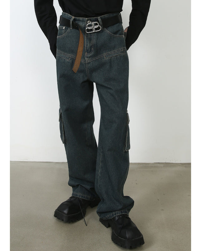 Men's Multi-pocket American Washed Jeans