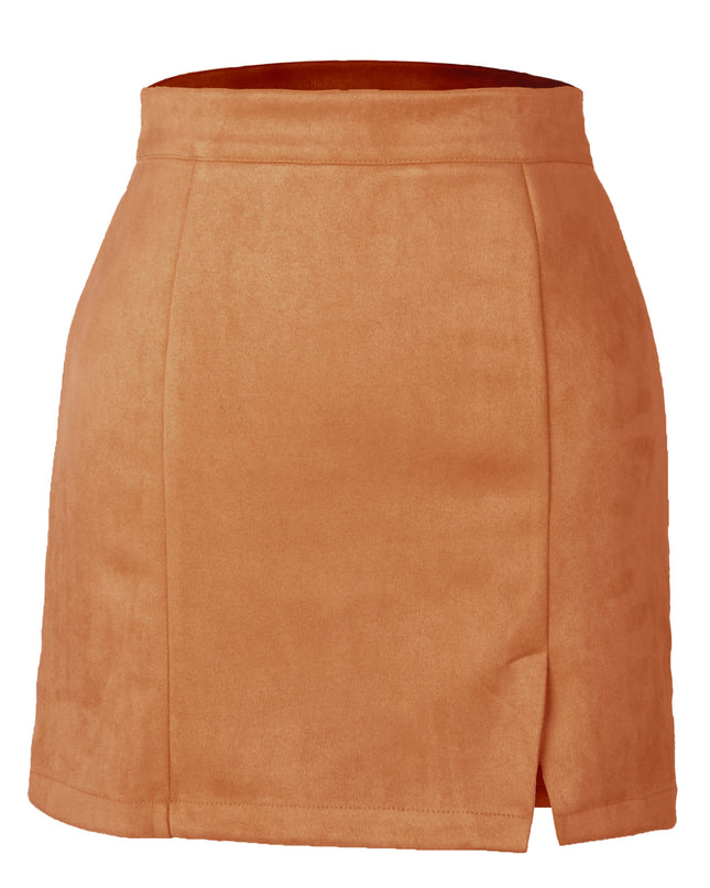 Autumn And Winter Suede A- Line Korean Style High Waist Fashion Sexy Skirt