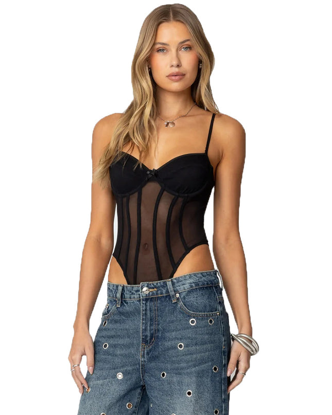 Slimming Mesh Stitching High Waist Hollow-out Hot Girl Jumpsuit
