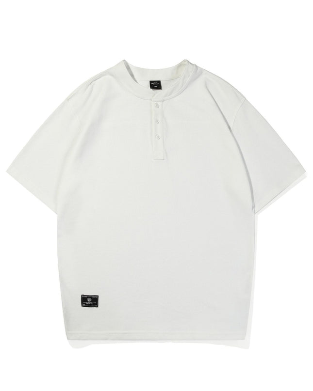 Summer Simplicity Solid Color Henry Collar T-shirt