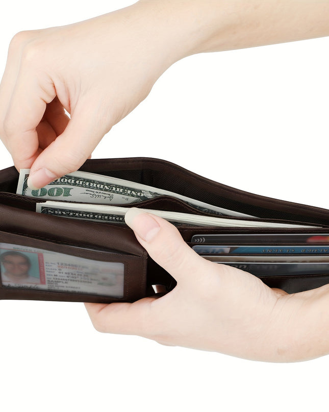 Anti-theft Swiping Texture Multiple Card Slots Three-fold Wallet