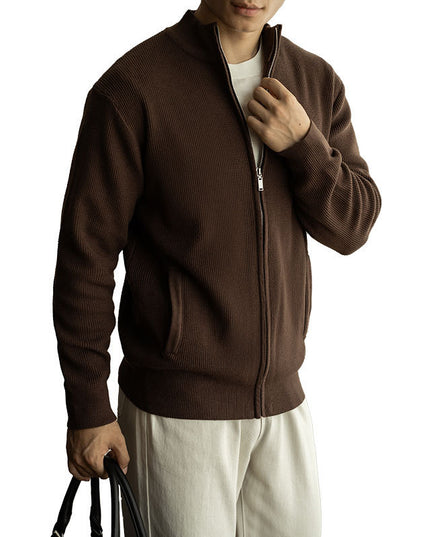 Men's Breathable Zipper Casual Stand Collar Sweater