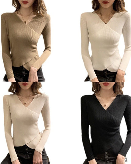 Skinny Knitted Top Western Style Top Sweater For Women