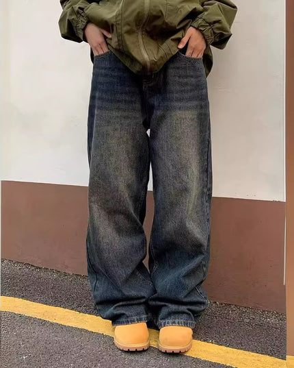 American Street Distressed Retro Washed Jeans Male And Female Trendy Brand