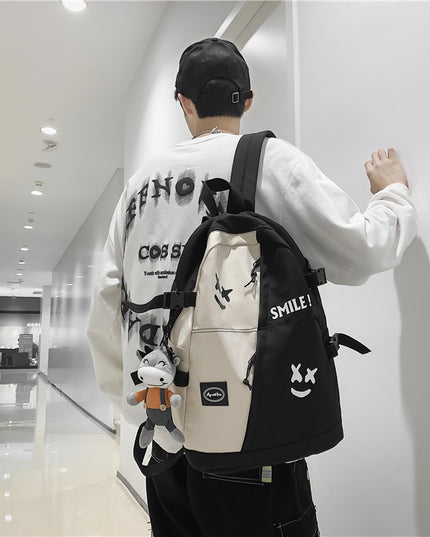 Splice Color Contrast High-capacity Backpack For Men