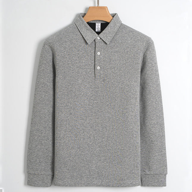 Fleece-lined Thickened Cotton Stretch Keep Warm Polo Shirt Men