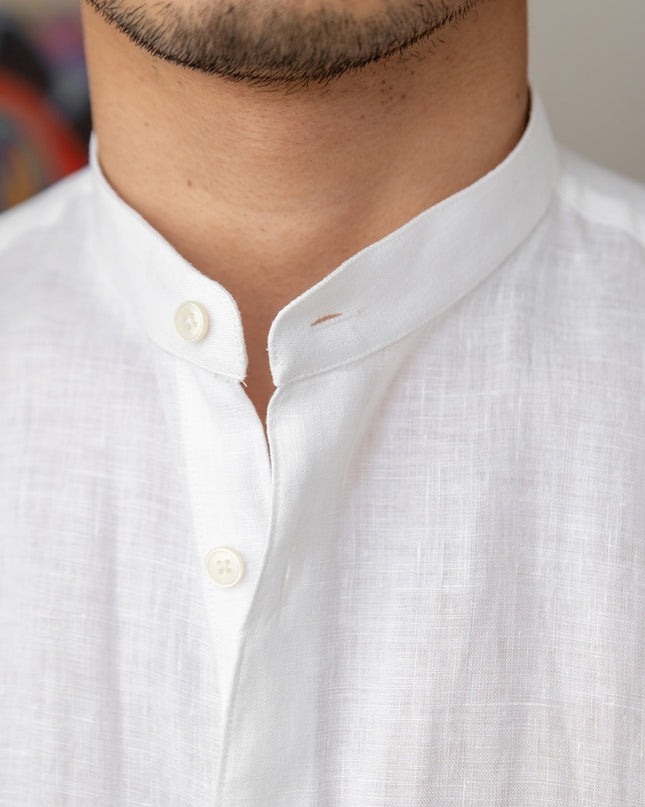 Men's Commuter Light Cooked Casual Breathable Pure Linen Long Sleeve Shirt