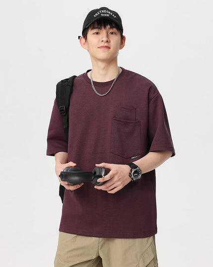 Simple Short-sleeved T-shirt Men's Loose Multi-pocket