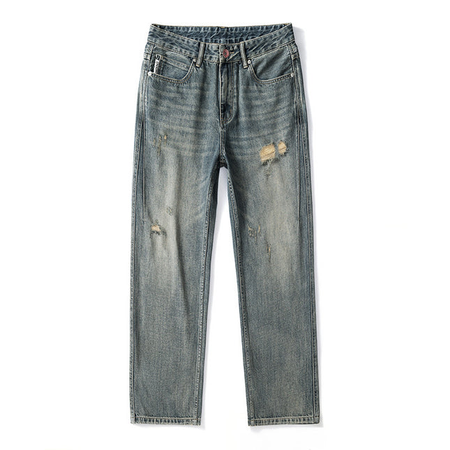 Men's American-style Retro Wide Leg Ripped Jeans