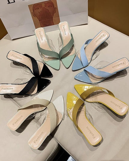 Pointed Stiletto Transparent Cross-strap Sandals And Slippers Women