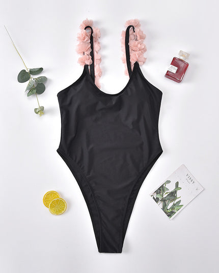 Ladies Bikini European And American Solid Color One Piece Swimsuit