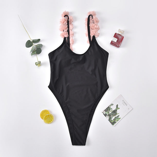 Ladies Bikini European And American Solid Color One Piece Swimsuit