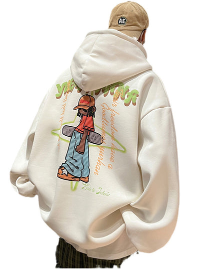 American Hiphop Heavy Sweater For Boys Autumn And Winter Fleece-lined