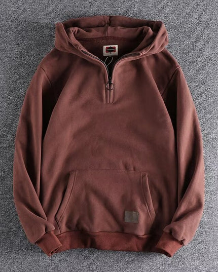 Thickened Half Zipper Open Collar Hooded Trend Men's Sweater