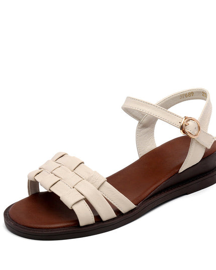 Genuine Leather Retro Women's Sandals With Flat Soft Bottom