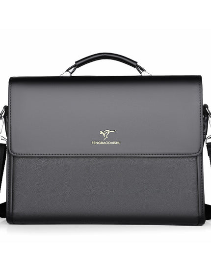 Men's Horizontal Leather Portable Briefcase