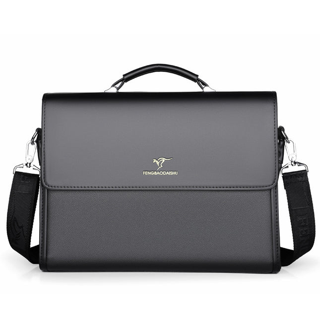 Men's Horizontal Leather Portable Briefcase