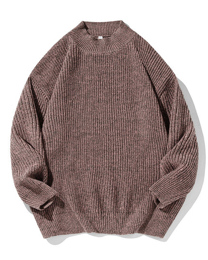 Retro Thick Needle Mock Neck Sweater Autumn And Winter Texture Texture Hemp Dot Jacquard Thickened
