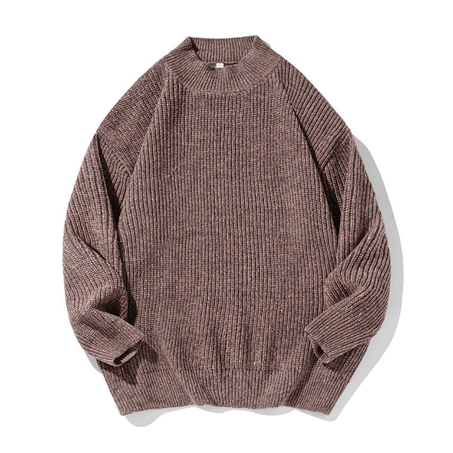 Retro Thick Needle Mock Neck Sweater Autumn And Winter Texture Texture Hemp Dot Jacquard Thickened