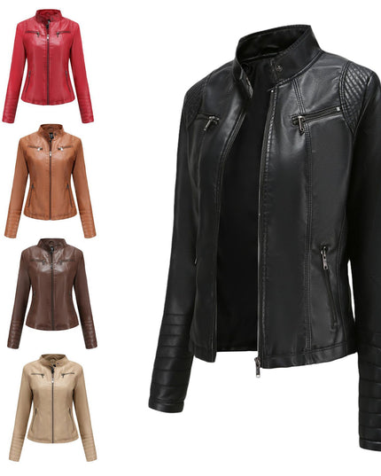 Women's Leather Thin Motorcycle Clothing Short Chic Women's Jacket