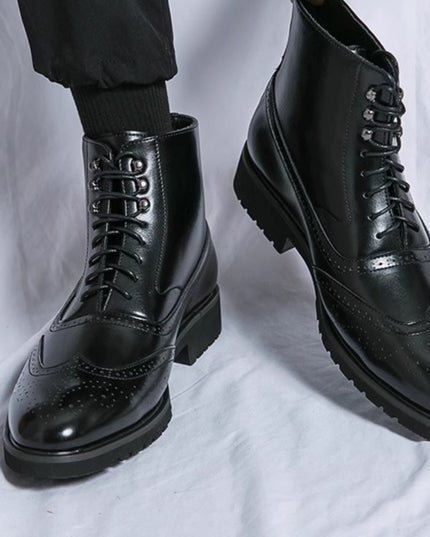 Mens Fashion Thick Sole Mid Top Work Shoes
