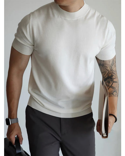 Knitwear Men's Solid Color Slim-fit Commute Breathable T-shirt