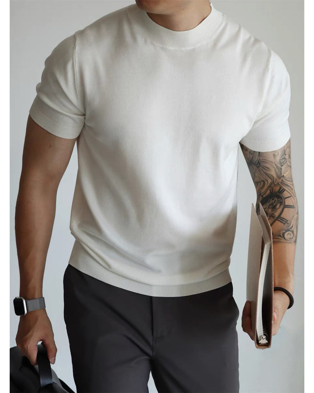 Knitwear Men's Solid Color Slim-fit Commute Breathable T-shirt