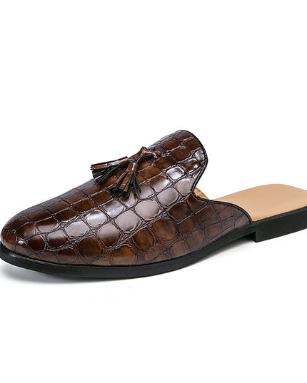 Men's Fashion Half-support Slip-on Tassel Brogue Leather Shoes