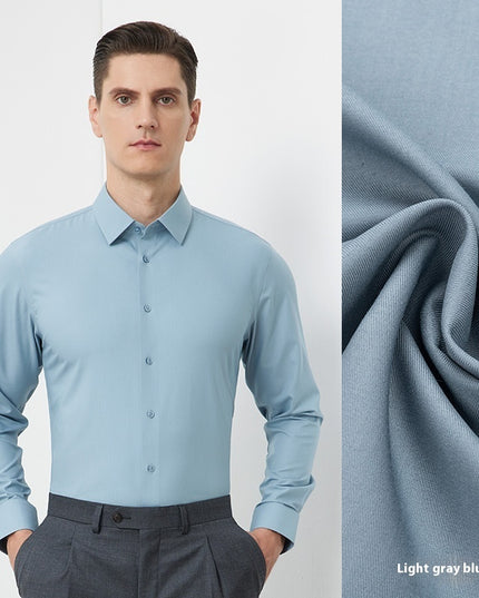 Men's Long-sleeved Mulberry Silk Non-ironing Business Clothing Micro-elastic Casual Shirt