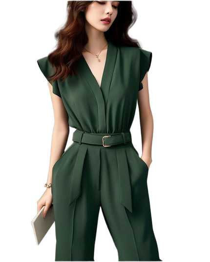 Women's High-grade Green Jumpsuit For Spring And Summer Chic Chanel-style