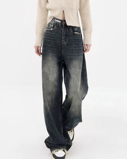 Plus Size High Waist Loose And Slimming Straight Wide Leg Jeans For Women
