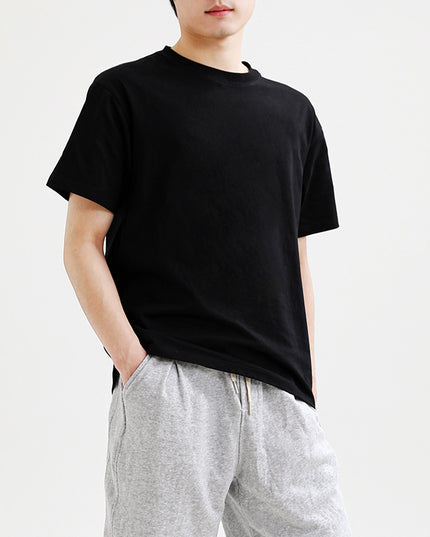 Solid Color Short Sleeve T-shirt Cotton Men's Round Neck Half Sleeve
