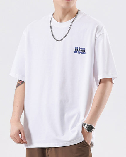Summer Simplicity Cotton Letter Print Short-sleeve T-shirt Men