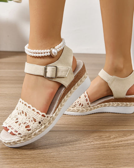 New European And American Peep Toe Fashion Comfortable Wedge Platform Buckle Strap Plus Size Sandals