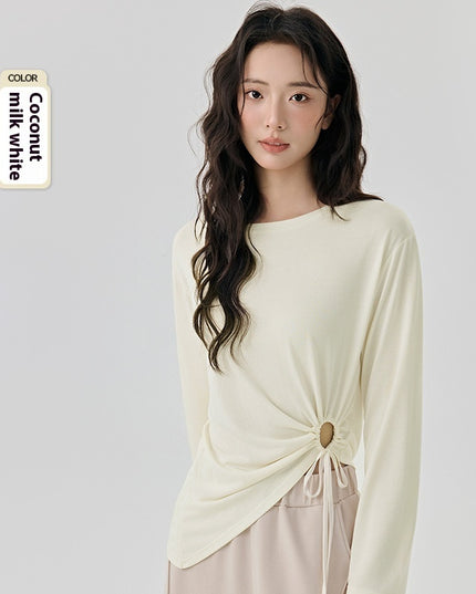 Modal Side Sexy Cutout Drawstring Loose Breathable Pilates Sports Blouse