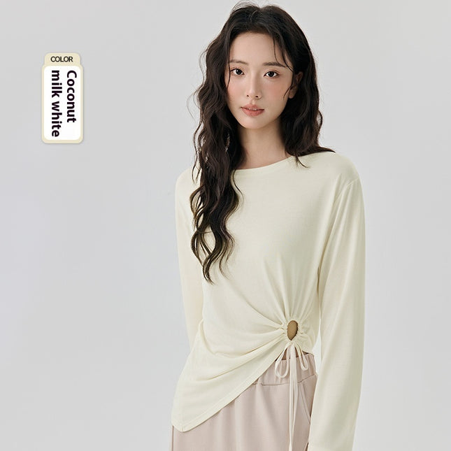 Modal Side Sexy Cutout Drawstring Loose Breathable Pilates Sports Blouse