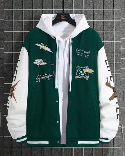 Men's Baseball Uniforms Coat American High Street Pu Baggy Casual Jacket