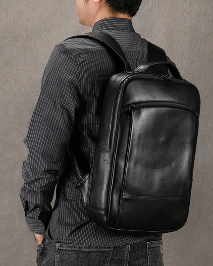 High-end Men's Leather Large-capacity Backpack 16-inch