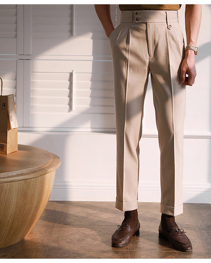 Casual High-waisted Men's Business Paris Button Straight Leg Neapolitan Sag Wear Pants