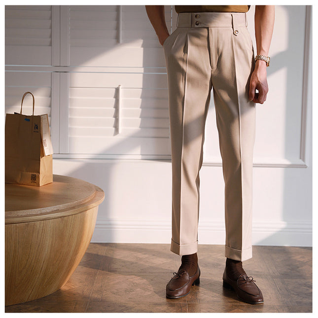 Casual High-waisted Men's Business Paris Button Straight Leg Neapolitan Sag Wear Pants
