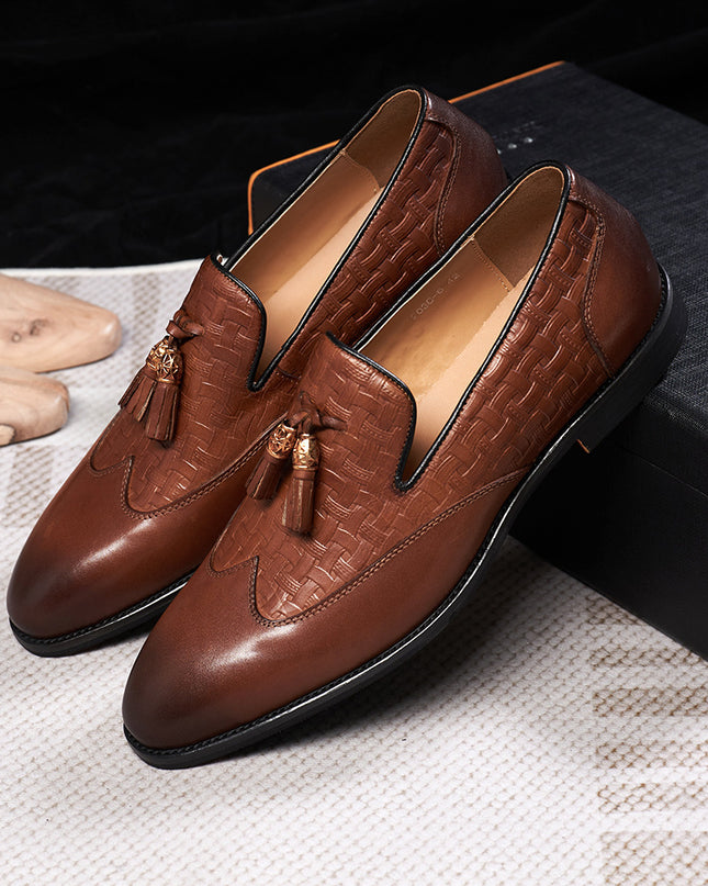 Men's Tassel Business Casual Leather Shoes Handmade Wedding Banquet