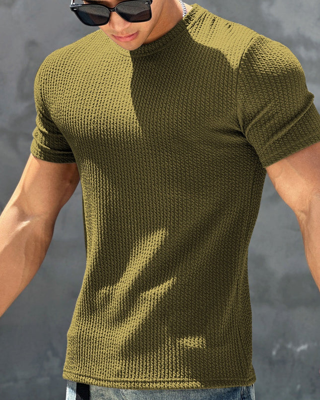 Sports And Fitness Short Sleeved Men's Textured Quick Drying T-shirt