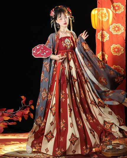 Tang Women's Han Chinese Clothing Recovery Cheko Dress Tang Imperial Concubine Style One-piece Chest Suit