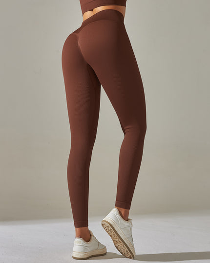 New High Waist Stretch Tights European And American Seamless Peach Hip Hip Lifting Breathable Running Sports Fitness