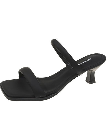 French Style High-grade Sandals Women's Chain Chunky Heel High Heel Toe Covering