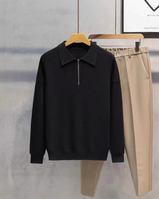 Polo Collar Slim Fit All-matching Base Sweater